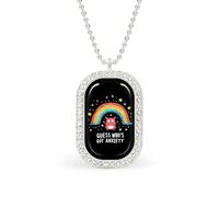 Who's Got Anxiety Pendant Necklace Fashion Jewelry Square Pendant with White Drill Border One Size