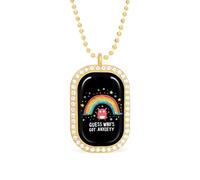 Who's Got Anxiety Pendant Necklace Fashion Jewelry Square Pendant with White Drill Border One Size