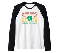 Whose Serve What's The Score What Day is It Funny Pickleball Raglan Baseball Tee