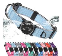 WhoseID Airtag Dog Collar | with Waterproof Air Tag Holder | QR Code Pet ID | Durable Comfortable Oxford Padded | Reflective Collar | for Small Puppy Dogs(Blue2,S,10''~16'')