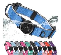 WhoseID Airtag Dog Collar | with Waterproof Air Tag Holder | QR Code Pet ID |Durable Comfortable Oxford Padded | Reflective Collar | for Outdoor Medium Dogs(Blue,M,13''~19'')