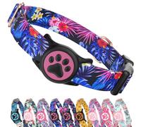 WhoseID Airtag Dog Collar,with Waterproof airtag Holder，Original Stylish Cute Pattern Design.QR Code ID Buckle，Comfortable Soft Cotton for Small Medium Large Dogs