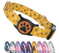 WhoseID Airtag Dog Collar,with Waterproof airtag Holder，Original Stylish Cute Pattern Design.QR Code ID Buckle，Comfortable Soft Cotton for Small Medium Large Dogs