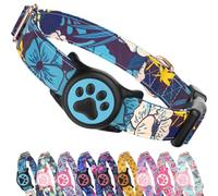 WhoseID Airtag Dog Collar,with Waterproof airtag Holder，Original Stylish Cute Pattern Design.QR Code ID Buckle，Comfortable Soft Cotton for Small Medium Large Dogs