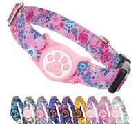 WhoseID Airtag Dog Collar,with Waterproof airtag Holder，Original Stylish Cute Pattern Design.QR Code ID Buckle，Comfortable Soft Cotton for Small Medium Large Dogs