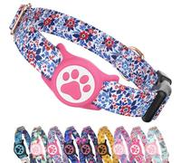 WhoseID Airtag Dog Collar,with Waterproof airtag Holder，Original Stylish Cute Pattern Design.QR Code ID Buckle，Comfortable Soft Cotton for Small Medium Large Dogs