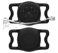 WhoseID IP68 Waterpoof Dog Air tag Holder, Stretchy Silicone Full Body Covered Apple Air Tag Holder for Dog Cat Collar Fit All Width Collar (Black1, 1 Pack)