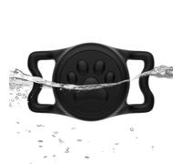 WhoseID IP68 Waterpoof Dog Air tag Holder, Stretchy Silicone Full Body Covered Apple Air Tag Holder for Dog Cat Collar Fit All Width Collar (Black1, 1 Pack)