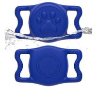 WhoseID IP68 Waterpoof Dog Tag Holder, Stretchy Silicone Full Body Covered tag Holder for Dog Cat Collar Fit All Width Collar (Blue1, 1 Pack)