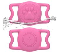 WhoseID IP68 Waterpoof Dog Tag Holder, Stretchy Silicone Full Body Covered tag Holder for Dog Cat Collar Fit All Width Collar (Pink1, 1 Pack)
