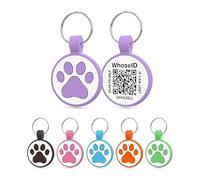 WhoseID QR Code Cat Tag, Modifiable Online Profile, Multiple Emergency Contact, Silicone Cat Tag, Lightweight, Waterproof, No Jinging, Collar Accessories (Medium to Large Breeds - 1.25", Purple)