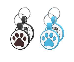 WhoseID QR Code Cat Tag, Modifiable Pet Online Profile Display Page, Multiple Emergency Contact, Silent Silicone Cat Tag, Collar Accessories, Personalized Cat Tag (Small Breeds - 1", Black & Blue)