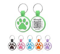 WhoseID QR Code Cat Tag, Modifiable Pet Online Profile Page, Multiple Emergency Contact, Silent Silicone Cat Tag, Lightweight, No Jinging, Collar Accessories, QR Cat ID Tag (Small Breeds - 1", Green)