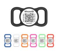 WhoseID QR Code Dog Tag, Cat ID Tag, Personalized Dog Tag, Cat Collar Accessories, Small Size Dog Tag, Silent Silicone Durable Tag, Modifiable Pet Online Profile, Send Location (Black&White)