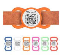 WhoseID QR Code Dog Tag with NFC, Personalized Pet ID Tag, Silent Silicone Dog ID Tag, Modifiable Pet Online Profile, Multiple Emergency Contact, Scan QR Code Send Location Email (Small, Orange)