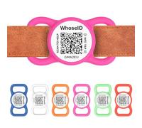 WhoseID QR Code Dog Tag with NFC, Personalized Pet ID Tag, Silent Silicone Dog ID Tag, Modifiable Pet Online Profile, Multiple Emergency Contact, Scan QR Code Send GPS Location Email (Small, Rose)
