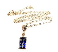 Whovian Police Phone Box Necklace on a Strong Silver Plated Chain, Time Traveller Necklace, Sci-Fi Fan Necklace, Cosplay Jewelry, Dalek Fan
