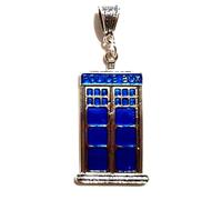 Whovian Police Phone Box Pendant on a Silver Plated Bail, Whovian Necklace Charm, Science Fiction Jewelry, Time Travel, Daleks, Cosplay, Sci-Fi, Boyfriend, Girlfriend Gifts