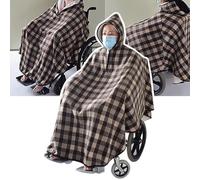 WHRAOY Wheelchair Warmer Blanket(With Hood), Wheelchair Blanket Adults, Fleece Lined Winter Poncho, Warm Winter Poncho For Women And Men(Covering The Legs),A