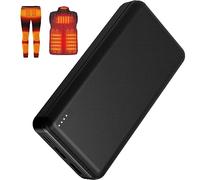 Whsahans 5V 2A 20000mah Heated Vest Heated Jacket Battery Pack Power Bank Rechargeable Battery for for Heated Vests Heated Jackets Heated Hoodies for Men Women(No DC Port, Not Suit for 7.4v), Black,