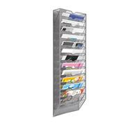 whsiodj 14 Tier Wall File Holder Carbon Steel 35.43in Height A4 Document Organizer with Label Posts Space Saving 12.6x3.94in for Office Home Door Hanging Mail Sorting Silver Modern