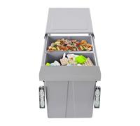 whsiodj Double Pull Out Trash Can 2x20L Cabinet Mounted Silent Slide Rail Waste Sorting Bins Space Saving 49x35cm for UK Kitchens Grey Iron & Plastic Recycling System