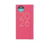 WHSmith Pink Linen Slim 2026 Week to View Essential Diary