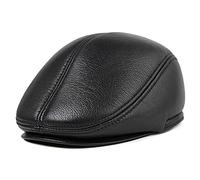 WHSPORT Flat Cap Gatsby Ivy Irish Hats for Mens Women Driving Newsboy Hats Duckbill Hat with Ear Flaps Leather Cap Beret Hat Peaked Hunting Cap (Color : Black, Size : 59-60)