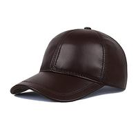 WHSPORT Men's Leather Baseball Cap Peaked Cap Trucker Driver Hat Sports Sun Hat Vintage Golf Cap with Adjustable Strap (Color : Brown, Size : 62-64cm/24.4-25.19in)