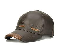 WHSPORT Unisex Classic Baseball Cap Leather Adjustable Sports Hat Sun Hats for Outdoor Running (Color : Coffee color, Size : One size)