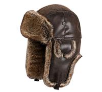 WHSPORT Winter Bomber Hats, Faux Fur Warme Hats Windproof Trooper Trapper Hat Aviator Caps with Ear Flap for Skating, Skiing, Hunting or Daily Use (Color : Brown, Size : 56cm/22.04in)