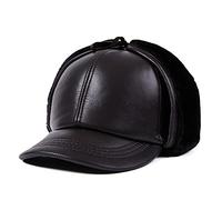 WHSPORT Winter Leather Baseball Cap Faux Fur Earflap Trapper Hunting Hat Military Army Cap with Ear Flaps Warmer Quilted Thick Lined Unisex (Color : Brown, Size : 55-56)