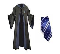 WHSUXAYC Hogwarts Magician Robe, Ravenclaw Cape, Youth Adult Uniform, Halloween Carnival Cosplay Costume (Blue, M)