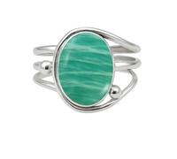 WHSY127 Amazonite Ring Silver overlay Style Ring for Women Ring for Birthday Wedding Best Gift For Her Boho Jewelry By