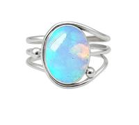 WHSY127 Aurora Opal Ring Silver overlay Style Ring for Women Ring for Birthday Wedding Best Gift For Her Boho Jewelry By