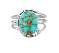 WHSY127 Blue Copper Turquoise Ring Silver overlay Style Ring for Women Ring for Birthday Wedding Best Gift For Her Boho Jewelry By