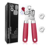 WHSY127 Can Opener Manual, Heavy Duty Stainless Steel Can Opener with Magnet, Smooth Edge with Sharp Blade Tin Opener Kitchen Gadgets Two Replacement Blades