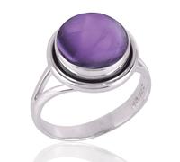 WHSY127 Fine Sterling Silver Ring For Womens Natural Amethyst Ring Sterling Silver Engagement Ring February Birthstone Purple Gemstone Ring