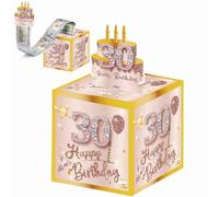 WHSY127 Happy 30th Birthday Money Box for Cash Gift,Rose Gold Pull Surprise Money Gift Box for 30th Birthday Presents,Money Cake Pull out Cash,30th Money Box,Happy Birthday Money Gift Box for Him Her