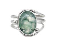 WHSY127 Moss Agate Ring Silver overlay Style Ring for Women Ring for Birthday Wedding Best Gift For Her Boho Jewelry By