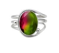 WHSY127 Watermelon Tourmaline Ring Silver overlay Style Ring for Women Ring for Birthday Wedding Best Gift For Her Boho Jewelry By