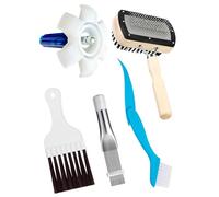 Whtawtaw 5 Pcs AC Coil Cleaning Set, 6-in-1 Plastic Air Conditioner Fin Comb, Stainless Fin Straightener, Dual-Sided Brush Kit for No Rinse Evaporator/Condenser Cleaning & All A/C Units