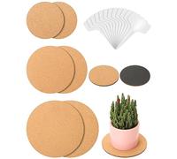 Whtawtaw 6 Pcs Cork Plant Mats Plant Coasters, 3 Sizes 4/6/8 inch Round Plate Pad Cork Mat with 12 Pcs Tags for Indoor and Garden Potted Plants, DIY Craft Projects (Nude & Black)