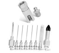 Whtawtaw 9 Pcs Grease Needle Nozzle Kit, Contain Slotted Grease Fitting Rubber Seal-Off Adapter Grease Needle Dispenser 18G Grease Needle Tips, Bearing Grease Injector Needle Accessory Tool Set