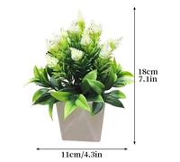 Whtie Artificial Potted Plant Pinecone Bonsai Style Green & White With Grey Pot For Indoor & Outdoor Decor