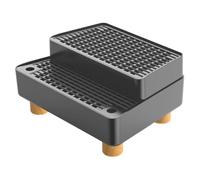 Whtkoph Cat Litter Tray Ramp Cat Litter Tray Step Removable Easy to Clean Washable Double Layer, Dark Grey