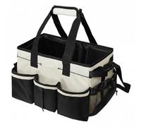 Whtkoph Cleaning Utility Pouch Cleaning Tote Organizer with Adjustable Strap Wear Resistant Material and Stable Shape Suitable for Housekeeping Janitorial, Black White
