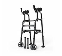 Whtkoph Elderly Walking Aid Forearm Support Folding Mobility Frame Padded Armrests Stable Upright Structure Comfortable Function Suitable for Elderly, Blow-Molded Seat, Double Wheel Legs