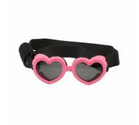 Whtkoph Eyewear Pet Sunglasses Glasses Goggles Shades With Heart Frame And Dark Tinted Lenses TPEE Polycarbonate Materials Secure Head Wrap suitable for photos outings dress up, Pink, Pink