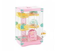 Whtkoph Hamster Cage Small Pet Enclosure With Narrow Wire Spacing Built-In Shelves Tubes Construction Suitable for Family Children Pet Lovers, Pink, 2-Layer 617H